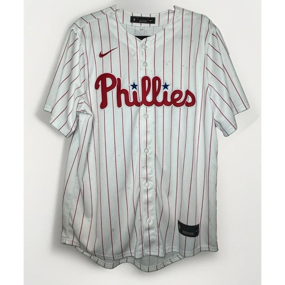 JT Realmuto White Phillies Men's Stitched Jersey Large -Issues